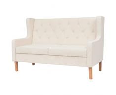 vidaXL Divano a 2 Posti in Tessuto Bianco Crema Comodo Classico Elegante Sofa
