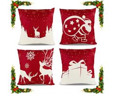 Cuscini Natalizi Decorativi Divano Natale Copricuscini Federe 45x45 Rossi Arredo Per Salotto La Casa Babbo Natale Alci Regali Lino 4 Pezzi