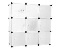 EGLEMTEK Mobiletto Guardaroba Scaffale Cubi Mobiletto Modulare modulare quadrato 9 scomparti 35,5 x 35,5 x 35,5 cm (bianco)