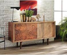 arredocasagmb Lolita Mobile Madia Buffet Credenza 2 Ante Scorrevoli Contenitore in Stile Legno Massello Etnico Eclettico Design Colorato Fantasia
