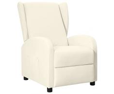 ZQQLVOO Poltrona a Orecchioni Reclinabile Crema in Similpelle, Poltrona Imbottita, Sedia Poltroncina Relax, Poltrona da Lettura con Schienale Alto per Camera da Letto Salotto