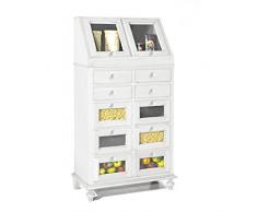 Mar.c.a. Design - Mobile Dispensa Cucina in Legno Verniciato Bianco Opaco Elegante, Armadio Dispensa, Mobile Alto con Cassettiera, Arte Povera Made in Italy - Misura 80x42x153h