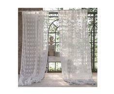 Blanc Mariclo Set 2 Pannelli Tenda con Passanti FREGIO Bianco 150x300+10 cm