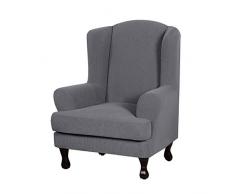 SINKITA Tinta Unita Sedia Poltrona Elastico,Elasticizzato Salvadivano Fodera per Sedia Wingback Universale Copridivano Fodera per Sedia A Orecchioni Poliestere-Grigio-2 Pezzo
