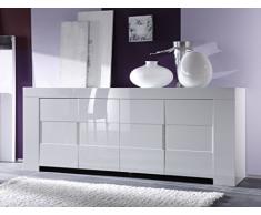 Web Convenienza Madia con 4 Ante Made in Italy – Credenza Contenitore Collezione EOS per Soggiorno Cucina Ingresso Sala da Pranzo Mobile Design moderno originale - Colore Bianco Lucido