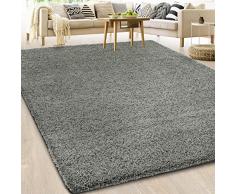Casa Pura® - Tappeto stile Shaggy, a pelo lungo, qualità tedesca, tappeto per camera, salone o corridoio, taglie e colori a scelta, modello Barcelona, Polipropilene, grigio, 200x300cm