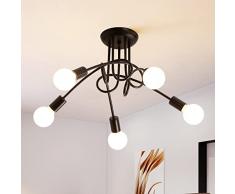 Riserva Plafoniera Soffitto Vintage, 5-Luci Lampada da Soffitto Moderno, Lampadario da Soffitto a Sospensione in Metallo per Soggiorno Ristorante Camera da Letto Cafe (Nero)