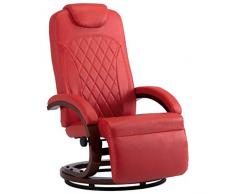 vidaXL Poltrona per TV Reclinabile Regolabile con Poggiapiedi con Braccioli Imbottita Morbida Elegante Sedia Relax Poltroncina Rossa in Similpelle