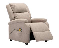 Tidyard Poltrona 8 Punti Massaggio Relax Reclinabile Elettrica da TV in Tessuto con Poggiapiedi 71x92x96 cm,Poltrona Relax Reclinabile,Poltrona da TV,Poltrona da Massaggio,Poltrona per Anziani