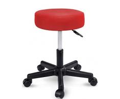 Sgabello da lavoro Sgabello girevole Sgabello Sgabello per salone estetico Sgabello per ambulatorio medico, con rotelle, rotazione libera di 360°, 10 cm di imbottitura, 8 colori diversi (Rosso)