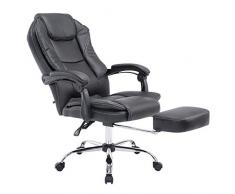 CLP Poltrona Presidenziale E Relax Castle In Similpelle I Sedia Ergonomica Imbottita Con Poggiapiedi, Colore:nero