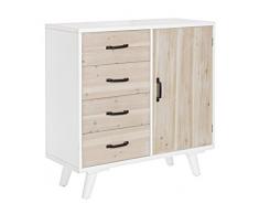 Bizzotto Norsborg Credenza 1A-4C, Legno, Bianco, 78 x 37 x 100 cm