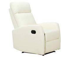 homcom Poltrona Relax Reclinabile Ergonomica Ecopelle 65 × 92 × 100cm Crema