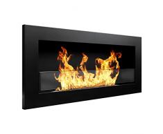Decorspace Camino a Bioetanolo da incasso in Acciaio Nero da 2,5 Kw arredamento Moderno 90 cm con Vetro