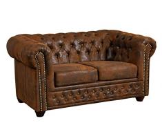 MASSIVMOEBEL24.DE OXFORD Divano Chesterfield - stoffa/marrone - stile Coloniale 148x86x72