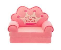 HOMDREAM Peluche Divano per Bambini Seduta Sedia Princess Crown Poltrona Cute Cartoon Lavabile Bambini Pieghevole Sedie Sedie Coprisedile Mobili Imbottiti,Pink
