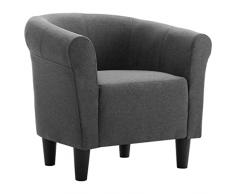 vidaXL Poltrona Chesterfield Imbottita Morbida Relax Comoda Schienale Ergonomico Cabriolet con Gambe Sedia con Braccioli Grigio Scuro in Tessuto