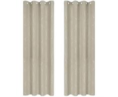 Deconovo Tende per Interni, Tende Oscuranti per Salotto Eleganti con Stampa Fili e Cerchi, Beige Scuro, 140x240 CM (Larghezza x Altezza), 2 Pannelli