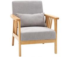 homcom Poltrona Moderna con Rivestimento Vellutato e Struttura in Legno, Poltroncina da Camera e Salotto con Cuscino Extra, 68x75x78cm, Grigio