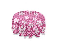 Kcldeci Tovaglia rotonda giapponese con fiori di ciliegio persiano da 150 cm, tovaglia per tavolo da pranzo in cucina, festa a buffet