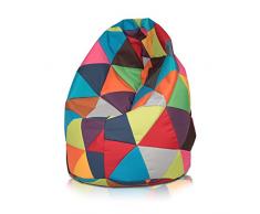 Ecopuf Poltrona Sacco L MIX in Poliestere da Interno e Esterno - Pouf Imbottito con Design Patchwork 70x110Cm