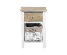 Rebecca SRL Mobile Bagno Cassettiera 2 Cassetti Ceste Country Legno Chiaro Vimini Bianco Vintage Camera da Letto (cod. RE4357)
