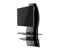 Meliconi GHOST DESIGN 2000 ROTATION Parete Attrezzata con Supporto TV , Doppio Braccio Orientabile, Mensole in Vetro Temperato, per TV da 32" a 63", Nero