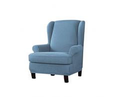 SINKITA Addensare Sedia Poltrona,Caratteristica Morbida Fodera per Sedia A Orecchioni Elasticizzato Coprisedili Wingback Elastico Tinta Unita Divano Protector Mobili Universale-Azzurro-2lenzuolo