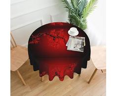 DMORJ Tovaglia rotonda con stampa di fiori di ciliegio rosso: tovaglia rotonda in poliestere lavabile, perfetta per tavoli da buffet, feste, picnic pranzo. -152 cm