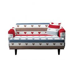 FANSU Copridivani Elastici 1 2 3 4 Posti, Copridivano in Stile Semplice, Universale Copridivani con Braccioli Divano Protector, Antiscivolo Copri Divano (Amore a Strisce,1 Posto (90-140cm))