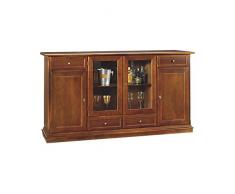 InHouse srls Credenza, Arte povera, in Legno massello e MDF con rifinitura in Noce Lucido - Mis. 205 x 49 x 113