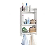 SoBuy Scaffale pensile da parete, mensola da bagno,Mensole portasciugamani,bianco, FRG33-W,IT