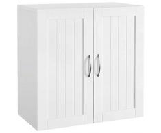 Yaheetech Armadietto Bagno Sospeso da Parete Armadio Mobiletto Salvaspazio Bianco con 2 Ante e Ripiano Regolabile 60 x 30 x 60 cm Mobile da Cucina Camera da Letto Lavatrice