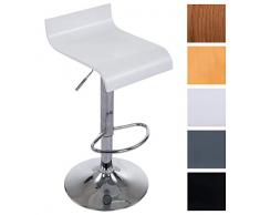 CLP Sgabello Bancone Wood In Metallo Cromato E Legno I Sgabello Bar Regolabile 57-78 CM E Girevole 360° I Sedia Cucina Senza Schienale Bianco
