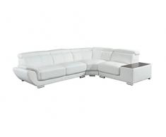 Vente-unique - Divano angolare in pelle Bianco - Angolo a destra - NAHIA
