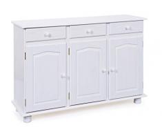 Inter Link Anna 2, Esidra Credenza Buffet 3 Ante Con Cassetti Legno Bianco 130x43x87 Cm Unisex Adulto, Bianco (White), 130 x 43 87 cm