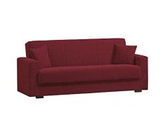 Dmora Divano Letto 3 posti con Contenitore, 212 x 80 x 87h cm, Color Rosso