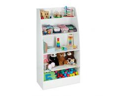 Relaxdays Libreria per Bambini, Scaffale con 5 Scomparti, Corridoio, Salotto e Cameretta, HLP: 152 x 80 x 40 cm, Bianco