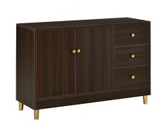 homcom Credenza Moderna con 3 Cassetti e Ripiano Interno Regolabile, Mobiletto Multiuso in MDF, Adatto a Ogni Spazio Interno, 120x42.5x80cm, Marrone