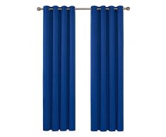 Deconovo Tende Oscuranti Termiche Isolanti Tende Oscuranti con Occhielli per Finestre Soggiorno Interni 140X290 CM Blu Elettrinico 2 Pannelli