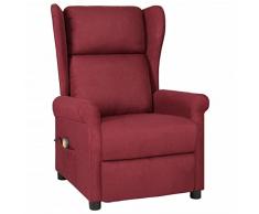 vidaXL Poltrona Massaggiante Elettrica Rosso Vino in Tessuto