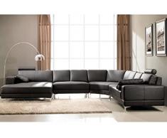 LINEA SOFA Divano panoramico 7 posti in pelle superiore Marrone - Angolo a sinistra - DONATELLO II