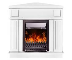 Kaminlicht Marina - Camino elettrico angolare elettrico con riscaldamento, effetto fiamma a LED realistico, fuoco artificiale con termoventilatore commutabile, termostato