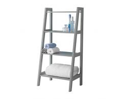 Scaffale a scala, scaffale industriale a 4 livelli, per soggiorno, camera da letto, cucina, bianco, grigio (grigio)