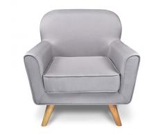 SAMIRA Poltrona in Tessuto Grigio e Piedi in Legno MOD. Orchidea