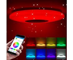 Tendlife ha condotto la plafoniera musicale con altoparlante Bluetooth 60W, cambia colore RGB con app e telecomando Lampade moderne dimmerabili per camera da letto Lampada da soffitto Luci per feste