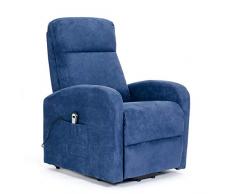 SIME Roma1 Poltrona elettrica Alzapersona Detraibile 19% 2 ruote seduta micromolle schienale fiocco poltrone per anziani poltrona relax Azzurro