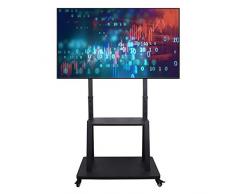 UNHO Mobile Mobile TV con ripiano rotante carrello TV su ruote per schermi piatti LED LCD OLED da 32 a 100 fino a 79,8 kg max VESA 800 x 600 mm