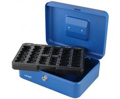 HMF 208-05 Cassetta Portavalori con Vassoio Della Moneta Euro-Rimovibile 25 x 18 x 9 cm, blu