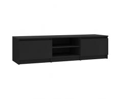 vidaXL Mobile Porta TV Minimalista con 2 Ante 2 Scomparti Aperti Armadietto Credenza Multimediale Bassa Nero 140x40x35,5 cm in Truciolato